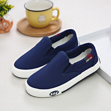 回力童鞋男童布鞋春秋女童鞋子儿童帆布鞋一脚蹬休闲鞋白鞋 WZ-3063蓝色 34码/220内长21.5cm