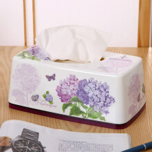希尔SHALL 欧式密胺仿瓷纸巾盒 环保无味餐巾纸盒抽纸盒 大号-紫阳花ZY9650