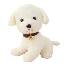 可爱狗狗公仔布娃娃毛绒玩具铃铛小狗玩偶礼物仿真狗年吉祥物年会礼品 白色铃铛狗 25厘米