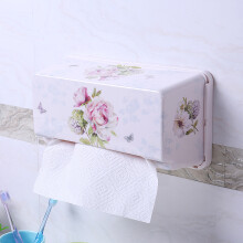 SHALL/希尔 吸壁式欧式纸巾盒抽纸盒 密胺挂壁吸盘式厨房用抽纸盒 秀色蔷薇