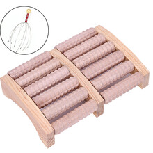 亿佰康足底按摩器 滚轮搓排腿部按摩器脚底按摩轮 木质脚部经络脚底按摩器 加厚六排足底按摩器