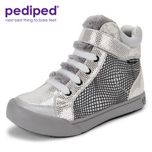 派迪派 （pediped）女童高帮儿童板鞋休闲鞋帆布鞋秋冬季 银灰色/RS5013 27码/内长17.7cm