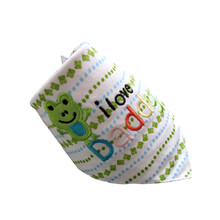 妙冠 宝宝加大立体绣花三角巾 宝宝口水巾围兜 口水巾儿童纯棉围嘴 小青蛙