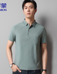 罗蒙（ROMON）短袖男夏季薄款冰丝t恤男士凉感POLO.衫透气衣服 绿色 XL
