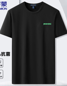 罗蒙（ROMON）【5A抗菌】T恤男士夏季简约纯短袖打底衫休闲上衣男LP010黑XL