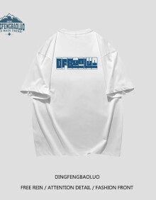 顶峰保罗（Dingfengbaoluo）T恤短袖男士夏季纯棉圆领字母印花潮流时尚休闲百搭DF020白色XL