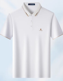 梦特娇（MONTAGUT）夏季男士Polo衫含桑蚕丝商务刺绣休闲百搭T恤 白色 50 