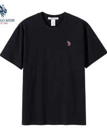 U.S. POLO ASSN.t恤男短袖夏季男士运动休闲夏季透气圆领上衣男装 黑色 3XL