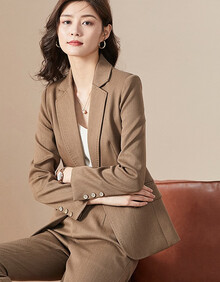 Dian.Aibu品牌棕色复古长袖西服套装女20201年秋季新款气质休闲小西装名媛职业装 图片色   S