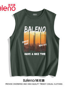 班尼路（Baleno）背心男夏季潮牌运动百搭纯棉t恤青少年百搭吸汗大码无袖坎肩上衣