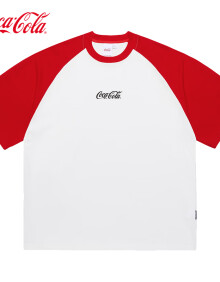 可口可乐（Coca-Cola）短袖T恤男夏季字母印花休闲宽松上衣半袖 可乐红 170/88A(M) 