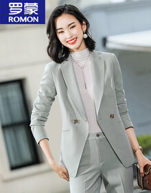 罗蒙高档轻奢感西服套装女英伦风时尚干练商务总裁正装职业西装气质女神范 单件豆绿西装 S