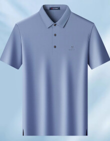 梦特娇（MONTAGUT）夏季短袖Polo衫男士含桑蚕丝无痕商务提花透气T恤 灰蓝 52 