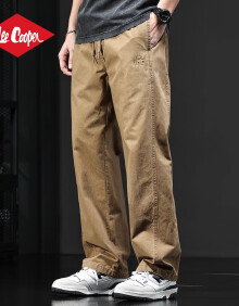 Lee Cooper美式休闲裤男士夏季新款宽松大码直筒男裤潮流高品质工装裤子男款 卡其 XL码