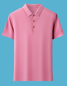 AEMAPE苹果短袖t恤男翻领纯色休闲时尚上衣夏天薄款弹力男士品牌衣服 粉色 轻薄 175