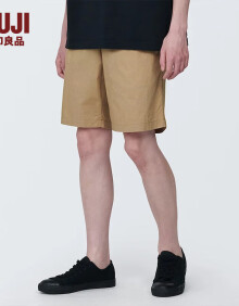 无印良品（MUJI） 男式 水洗 平纹 短裤 男士短裤子夏季款 休闲裤宽松 AED10A4S 浅米色 L 175/88A