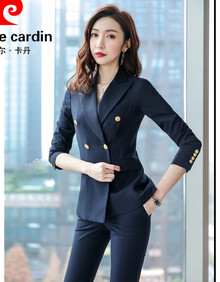 皮尔卡丹轻奢品牌 职业装2021春季西服套装女高端ol正装时尚气质工服面试西装工作服针织 西装 S