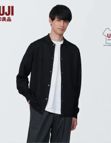 无印良品 MUJI 男式 防紫外线 麻混 开衫 外套 防晒AA0QAA4S 黑色 XL （180/104A）