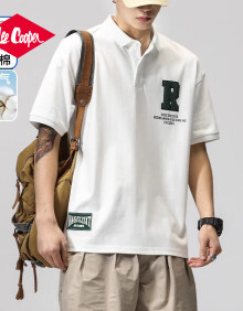 Lee Cooper美式纯棉男士polo衫短袖T恤夏季年轻设计感宽松痞帅刺绣衬衫半袖 958白色 XL码