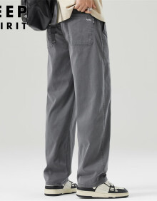 JEEP SPIRIT吉普休闲裤男夏季美式复古裤子男士莱赛尔宽松直筒长裤 灰色 XL 
