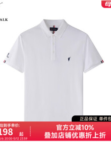 POLOWALK男士白色polo衫2024夏季新款精美刺绣休闲宽松通勤衣服男装 白色 XL