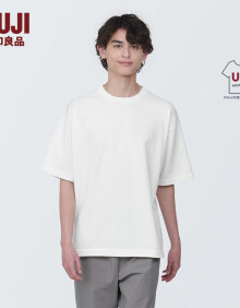 无印良品（MUJI） 男式 防紫外线 天竺编织针织圆领短袖T恤 防晒服 AA0QBA4S 白色 L 175/100A