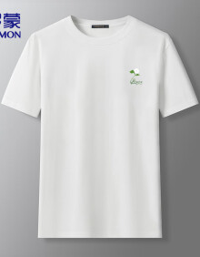 罗蒙（ROMON）t恤短袖男上衣圆领夏季休闲印花打底衫时尚男装LM2427 白色 XL 