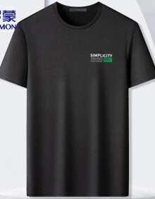 罗蒙（ROMON）短袖T恤男夏季商务休闲百搭上衣舒适亲肤圆领T恤LP028 黑色 M 