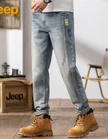 吉普（JEEP）牛仔裤男夏季宽松休闲长裤潮流直筒裤子男士百搭男裤 浅蓝色 32 