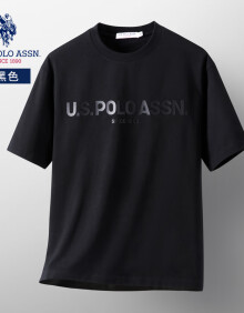 U.S. POLO ASSN.t恤男夏季短袖男士休闲运动圆领纯棉透气男装上衣 黑色 XL