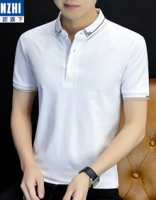 棉致男士短袖polo衫夏季休闲翻领上衣中式新款青年半袖 185白色 XL码