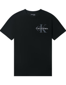 Calvin Klein CK男装 夏季男士短袖 休闲圆领上衣男 纯棉T恤男 黑色 S