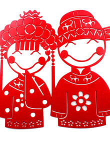 喜字贴纸大红卡通新人挂件无纺布毛毡布结婚 喜字帖 喜贴 婚庆用品