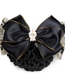 发网头饰空姐头花发网兜工作发夹发饰护士头花头饰发网发夹 418黑色