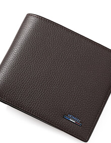 红谷hongu男士钱包简约短款钱包男牛皮钱包 h10505903 深咖啡横款