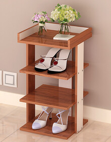 家世比 鞋架多层木质靴架 收纳鞋架子宿舍大容量加厚小鞋柜 深木纹色