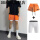 橙色短裤(黑LOGO)+白色紧身裤