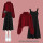 红色毛 衣+黑色吊带裙 两件