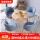 浅蓝布椅+原木色圆桌