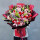 韩式红玫瑰百合混搭花束