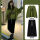 绿色卫衣+黑色半身裙 两件套