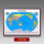 世界地图 红实木框+钢化水晶面