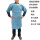 蓝色无领半袖长105厘米反穿围裙