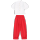 男款红色两件套短袖上衣+长裤