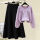 紫色毛衣黑色半身裙两件套
