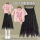 【1128】粉色T恤+不规则/黑裙