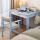 [蓝白色]实木书桌+升降椅