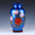 水晶釉蓝色牡丹冬瓜瓶+木底座