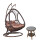 木纹色吊篮+钢化玻璃茶几(D50cm)