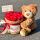 28cm贝雷帽熊21朵红玫瑰+礼袋